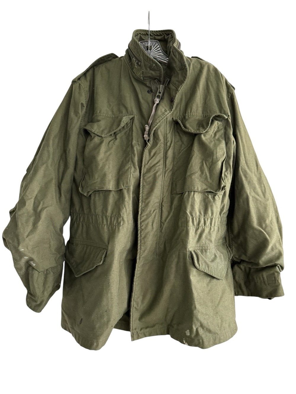 Vintage US Military M-65 Field Jacket OG-107 Distressed Grunge Small Regular